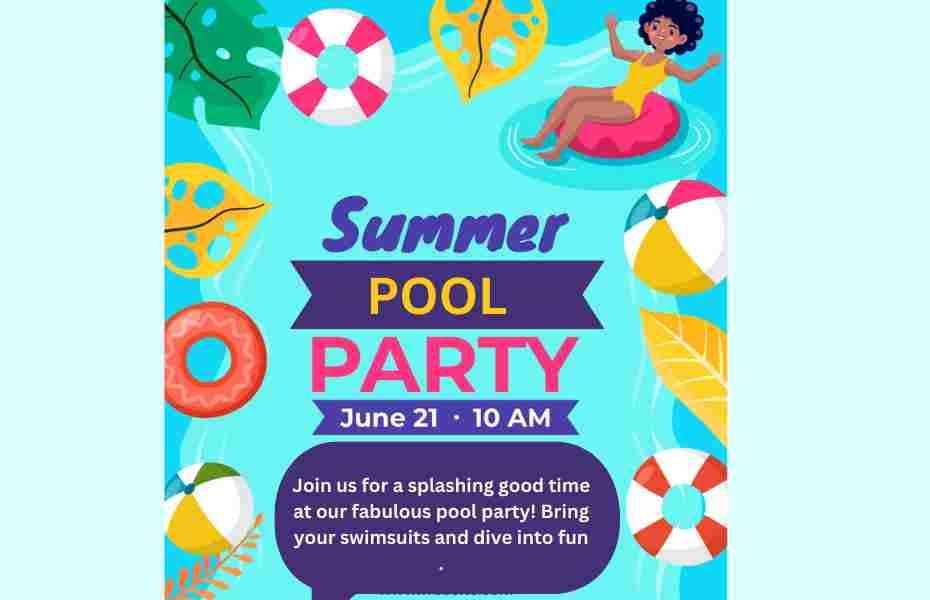 pool party invitation card