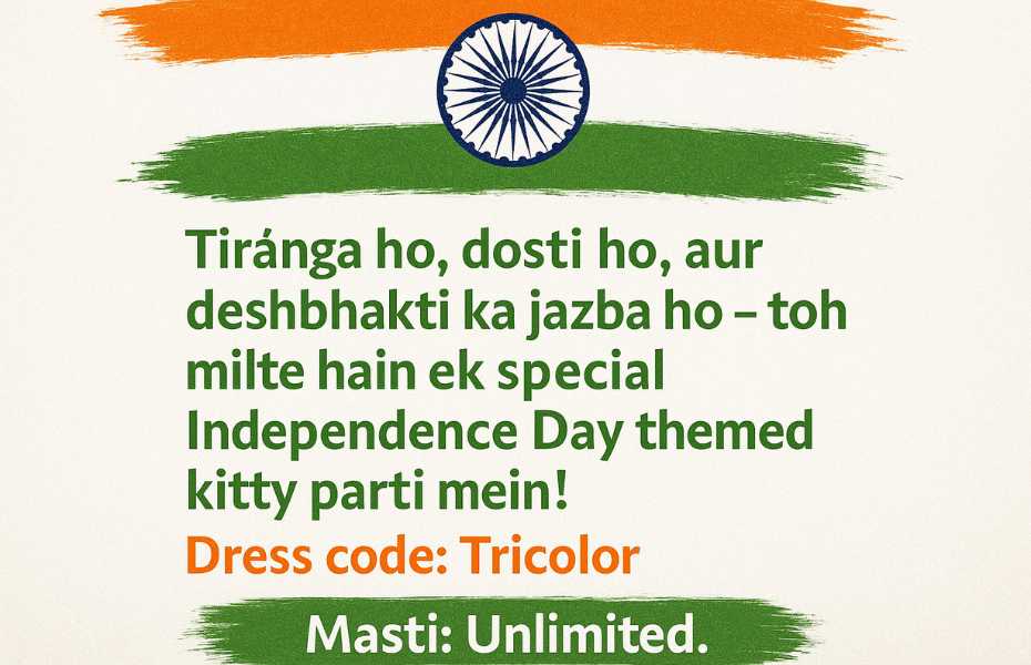 Invitation For Independence Day Theme Kitty party