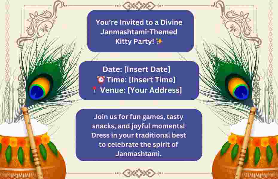 Invitation Card for Janmashtami Theme Kitty party