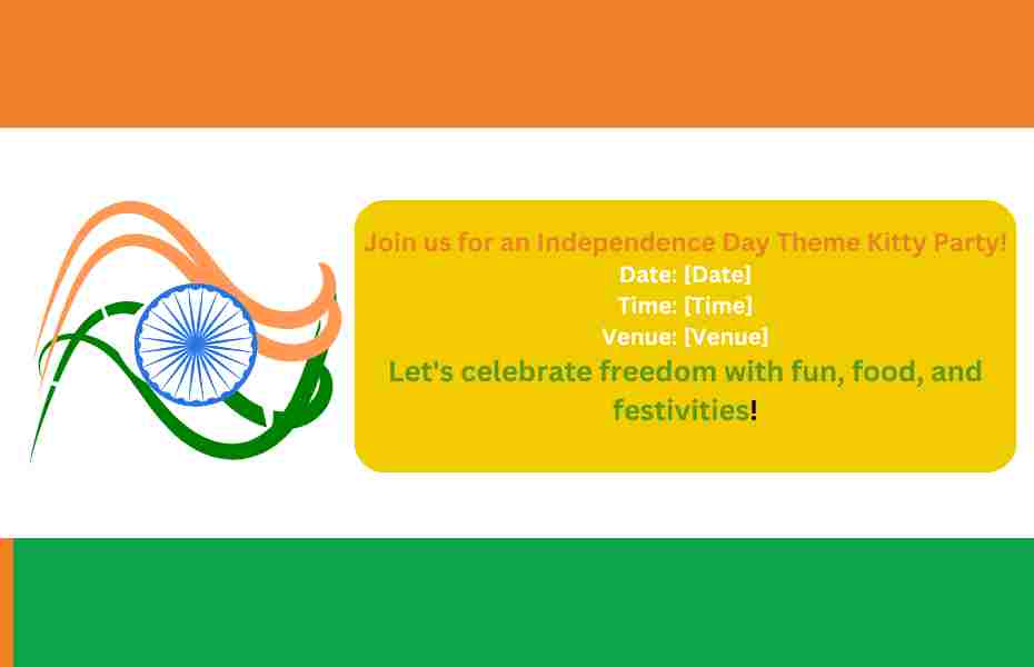 Invitation For Independence Day Theme Kitty Party