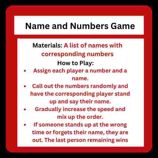 Name And Numbers Game