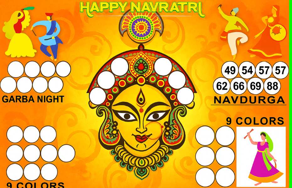 Navratri theme tambola ticket