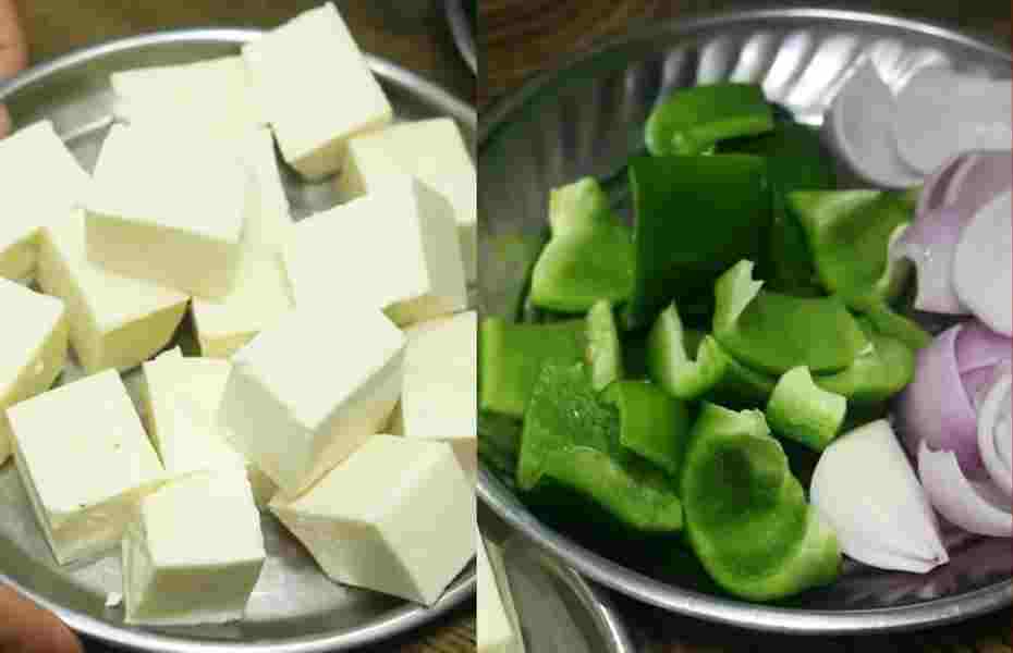 Cut Paneer and Vegetable In Cubes