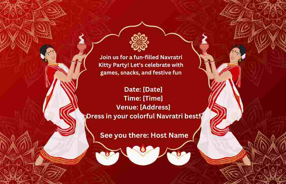 Invitation Card For Navratri Theme Kitty party