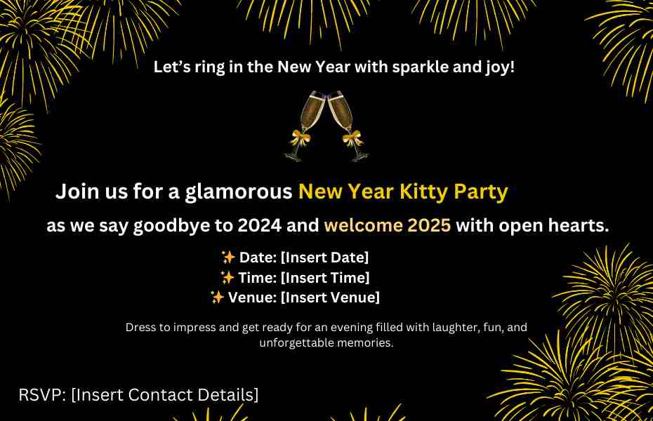 New year Theme Kitty Party Invitation