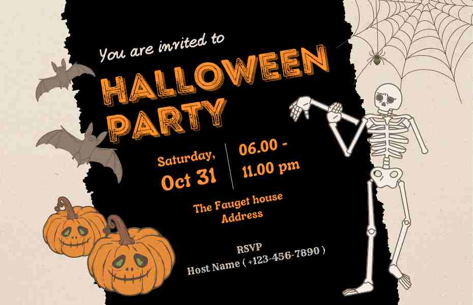 Halloween Theme Kitty Party Invitations