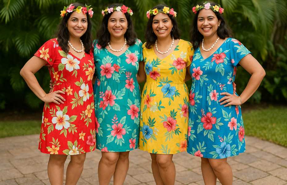 Hawaiian theme kitty party dress