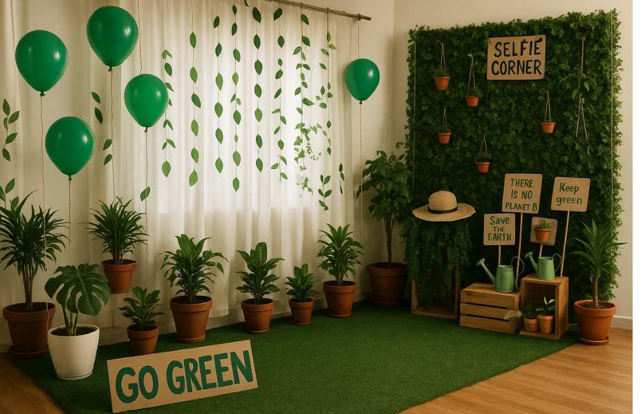 Decoration for green theme kitty party