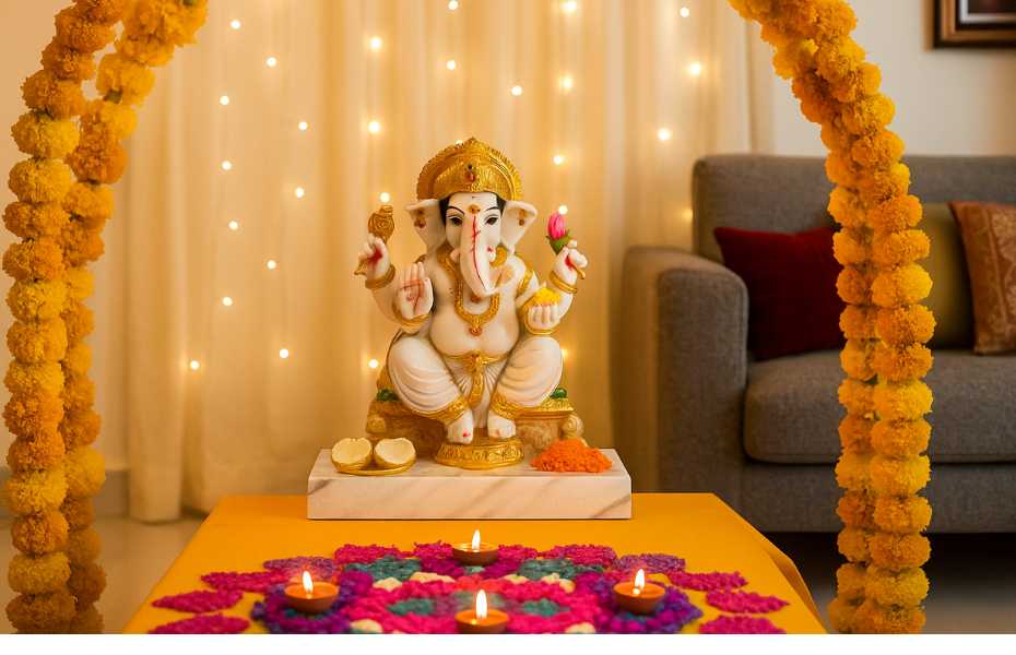 Lord Ganesha idol centerpiece for kitty party décor
