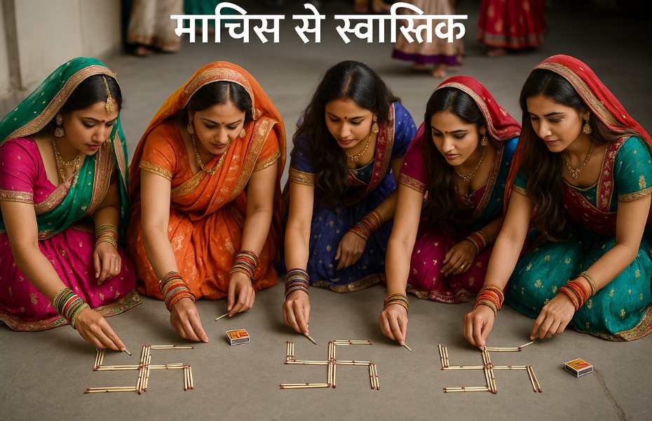 Creative Swastik with Matchsticks